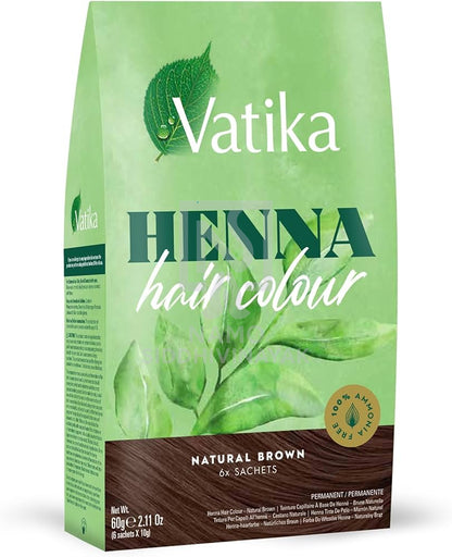 vatika henna natural brown x6 10gm